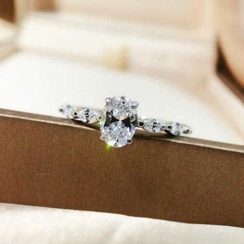 925 Sterling Silver Created Zircon Gemstone Diamond Rings For Women Wedding Engagement Fine Jewelry Wholesale Drop Shipping