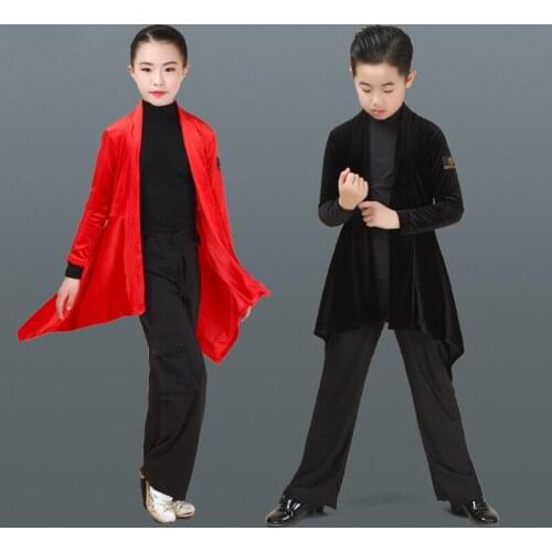 Latin Dance Top Children Long Sleeve Cardigan Coat Girls Boys Rumba Cha Cha Dancing Clothes Kid Practice Performance Wear DN3226