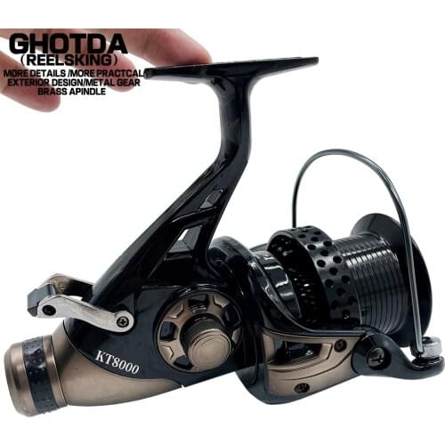 Double Brake System Fishing Reel Super Strong Carp Fishing Feeder Spinning Reel 5.0:1 / 5.2:1 / 4.1:1 Max Drag Power 13-23KG