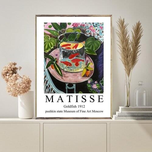 Matisse Goldfish Exhibition Artwork Art Prints Exhibition Vintage Canvas Poster Abstract Painting Wall Pictures for Living Room