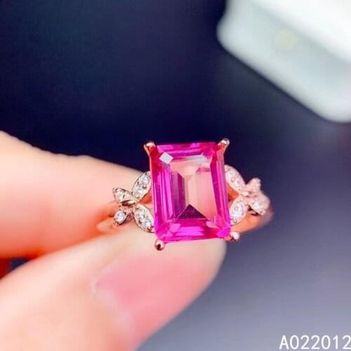 KJJEAXCMY fine jewelry natural pink topaz 925 sterling silver classic girl new adjustable gemstone ring support test