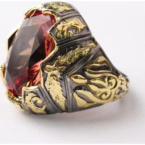Zultanite Mans Handmade 925 Silver Ring, 18K Gold Plated