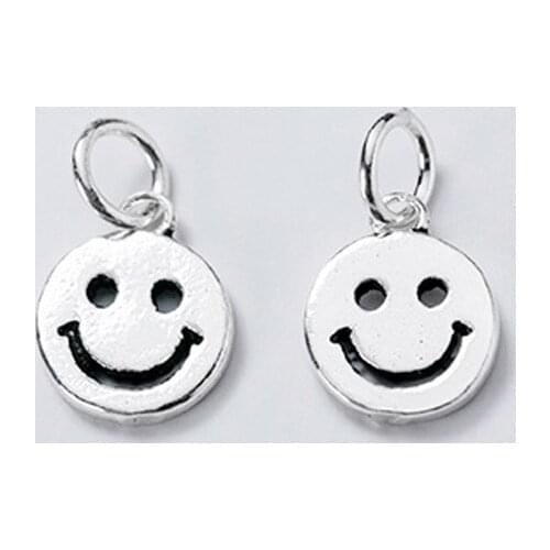 925 Sterling Silver Smile Face Round Charms 12mm Happy Face Design S925 Silver Pendant For Women Men DIY Jewelry Accessories