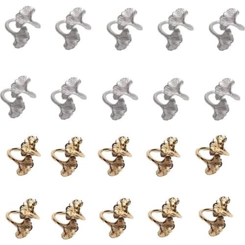 Best 10Pcs/Multi Napkin Button Ginkgo Leaf West Napkin Ring Cloth Ring Metal Napkin Ring Hotel Dining Table