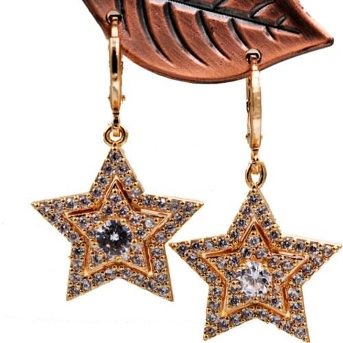 Trendy Dangle drop Earrings for Womens earrings white stone Gold star Earrings Trendy Jewelry for wedding Gift accessories