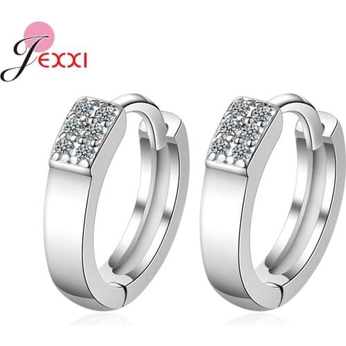 Fashion Women Earring Solid S925 Sterling Silver with Clear Cubic Ziron Simple Style Pendientes Jewelry for Party Daily Wear