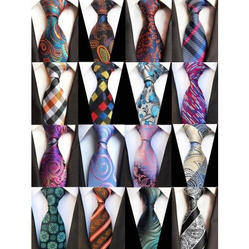 Fashion 8cm Floral Silk Mens Tie Green Yellow Plaid Paisley Jacquard Weave Necktie Suit Business Wedding Neck Ties Accessories