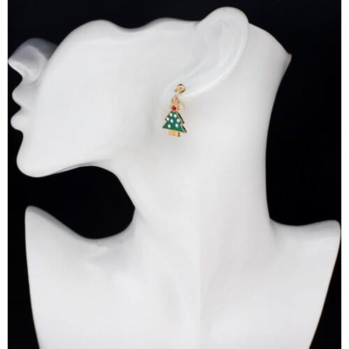Golden Moon Love Heart Imitation Pearl Ear Studs Set Women Deer Snowman Christmas Tree Mosaic Zircon Exquisite Earrings