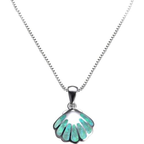 Green White Blue Opal Shell Pendant Necklace Fashion Animal Chain Necklaces For Women Summer Jewelry Female Ocean Beach Necklace