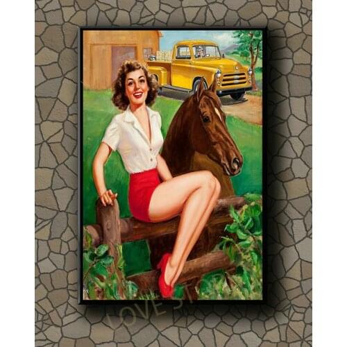 P188 Vintage Beautiful Pin-up Girl Classic Picture 312 Silk Fabric Poster Art Decor Indoor Painting Gift