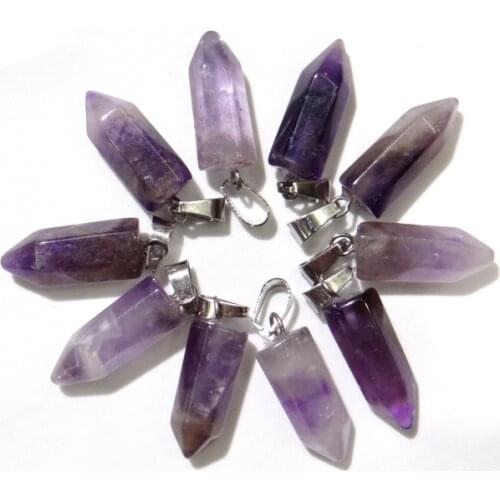 Natural stone amethyst Rose Quartz Agate lapis tiger eye Mix pillar charms chakra Pendants for Diy jewelry making necklace 24pc
