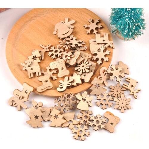 DIY Natural Wood Chip Christmas Tree Hanging Ornaments Pendant Kids Gifts Snowflake Tree Xmas Ornaments Decorations mt2503