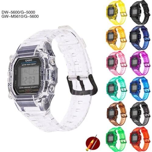TPU Resin Case Watch Strap for Casio G-Shock DW-5600 GW-M5610 M5600 GLX-5600 Refit Replacement Wrist Band Bracelet Accessories