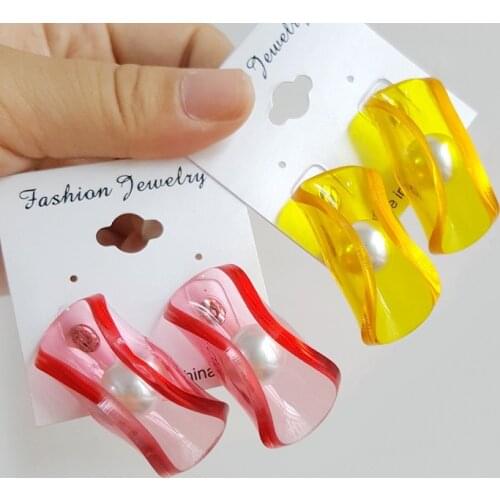 Hot European Fashion Personality Jewelry Color Transparent Acrylic Pearl Stud Earrings For Women