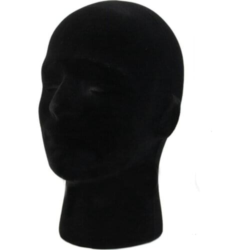 Promotion! Male Styrofoam Foam Mannequin Manikin Head Model Wigs Glasses Cap Display Stand Black