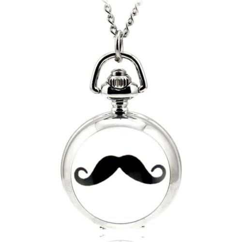 Retro Pocket Watch Enamel Avanti Moustache Pocket Watch Quartz Movement Clock Necklace Pocket & Fob Watch Pendant Sweater Chain