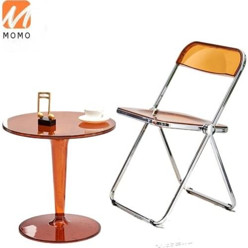 Luxurious and Simple Transparent Small Coffee Table round Acrylic Side Table Balcony Removable Coffee Table Small round Table