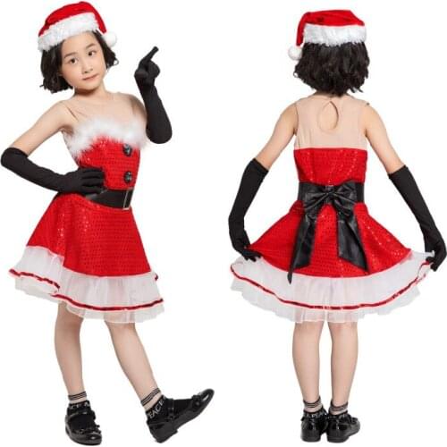 Christmas Children Sleeveless Dress Christmas Eve Performance Happy Parent-Child Clothing Catwalk Activities Christmas Clothing