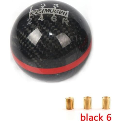 JDM Mugen 5/6 Speed Racing Gear Shift Knob Black Carbon Fiber With Line For Honda/TOYOTA/NISSAN CIVIC FIT ACCORD M8/M10/M12