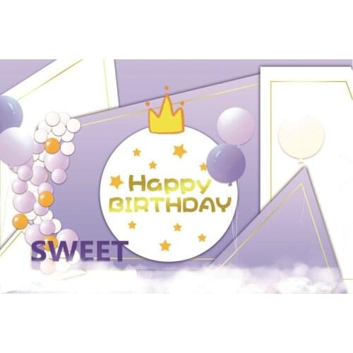 Happy Birthday Sweet Party Backdrop Lavender Photography Background Holiday Celebration Photo Booth Studio Decor