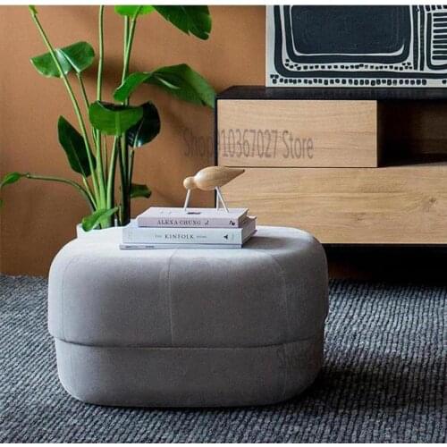 Nordic Fabric Sofa Foot Stool Living Room Sitting Pier Square Small Round Stool Shoe Changing Stool Fashion Creative Low Stool