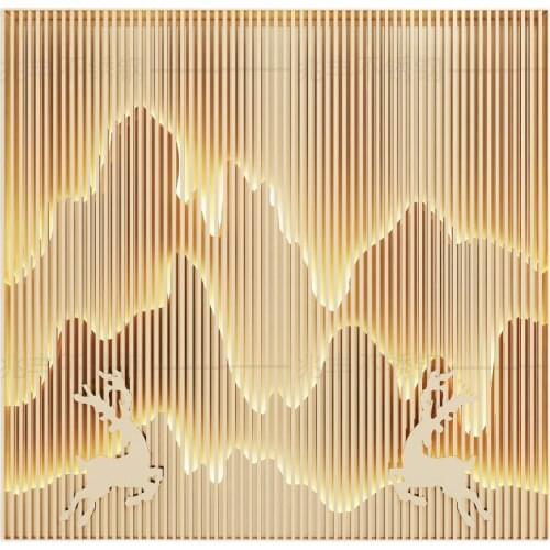 Light luxury stainless steel screen with lamp screen living room, dining room and bedroom entrance partition decoration SUS 304