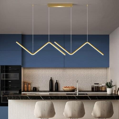 Led modern personalized chandelier restaurant hotel front desk Cafe W-shaped line chandelier office lighting Chandelier