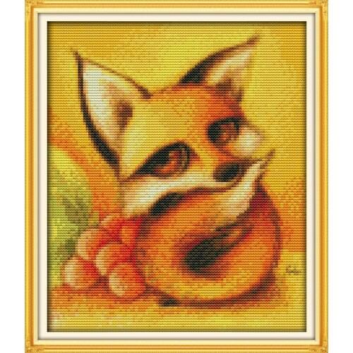 Everlasting Love Fox Chinese Cross Stitch Kits Ecological Cotton Stamped Printed 14CT 11CT DIY Gift Christmas Wedding Decoration