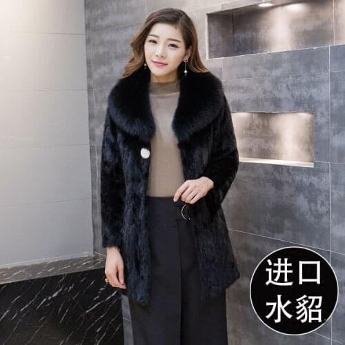 New genuine real natural pieces of mink fur with fox fur collar outwear