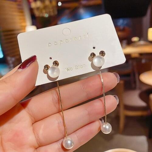 Cute Stud Earrings Dangle With Anime Long Pearl Cartoon Mouse Jewelry For Women 2021 Fashion Charm Accessories Wholesale