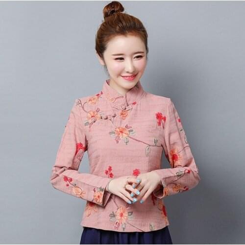 Winter Traditional Chinese Clothing Ladies Chinese Tops Tang Suit Mandarin Collar Qipao Shirt Chinese Style Clothing Women 11581