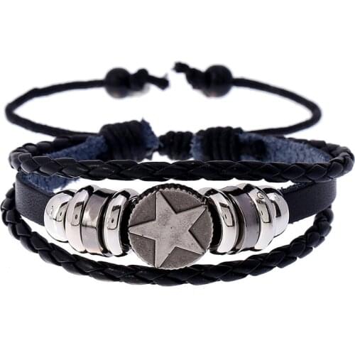 Star New Arrival Casual Brown Multilayer Rope Handnade Woven Weave Women leather Men Bracelets Male Female Retro Gift Jewelry