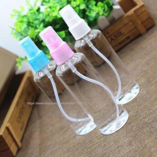 100pcs 100ml Travel Transparent Small Empty Bottle Plastic Perfume Atomizer Spray Bottles Make Up Tool Color Send Randomly SN419