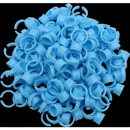 100pcs Blue Eyelash Pallet Glue Holder Disposable Glue Holder Ring Pallet for Eyelash Extension Tattoo Pigment
