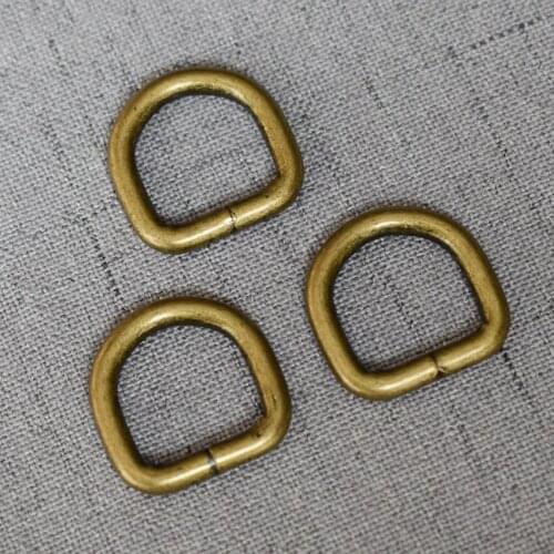 15mm Antique Brass Metal Non-Welded Nickel Plated Hardware D Ring For Luggage Backpack Cat Dog Collar-Strap DIY Accessory