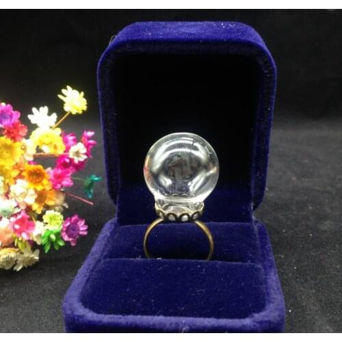 20sets/lot 20*12mm transparent Handmade fashion (opening) Glass Bubble & 12mm lace Ring set DIY glass cover vials ring diy gifts