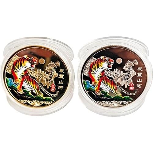 2022 New Year Gold Coin Twelve Zodiac Tiger Ox Commemorative Coins Collection Gift Decorative Coins Collection Decoration Goods