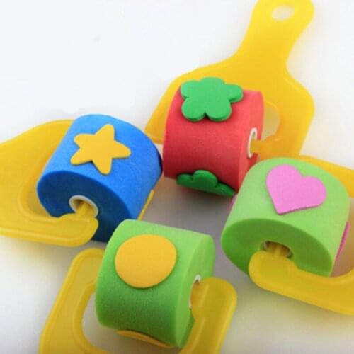 4Pcs Sponge Paint Brush Roller Brush DIY Painting Graffiti Art Gifts Multicolor Sponge Art Supplies Children Early Toy