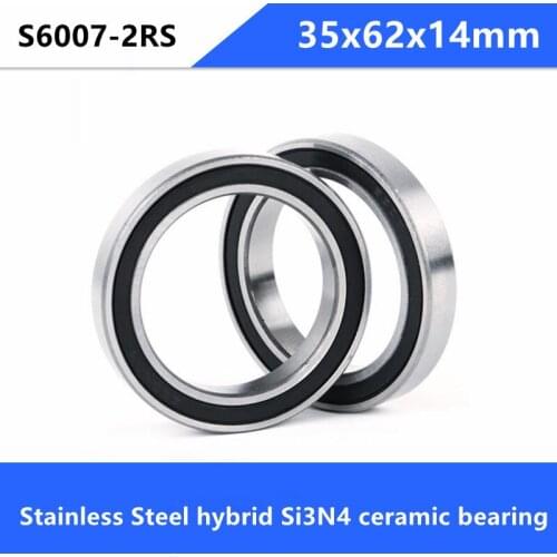 4pcs ABEC-7 S6007-2RS S6007 2RS 35x62x14 mm Stainless Steel hybrid Si3N4 ceramic bearing fishing reel S 6007RS 6007
