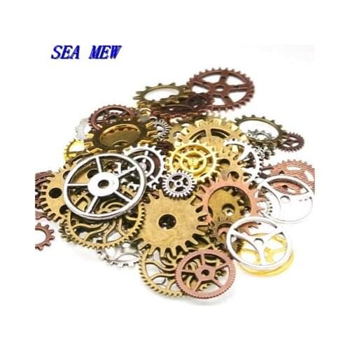 50 PCS Mixed Alloy Craft Steampunk DIY Old Parts Gear Bracelet Accessories Cogs Jewelry Wheels Vintage Pendant Wrist Watch