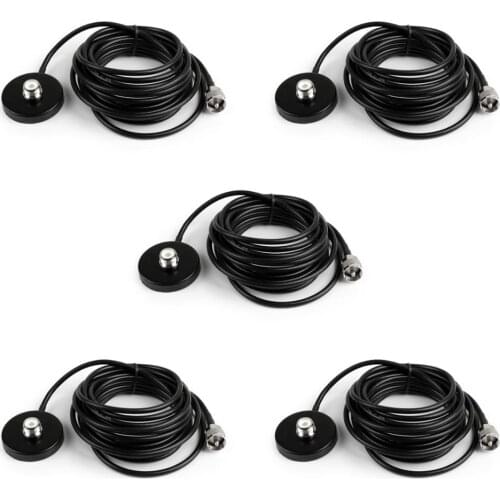Artudatech 5Pcs 6cm Magnet & 5M Feeder Cable Magnetic Antenna Base For Car Mobile Radio