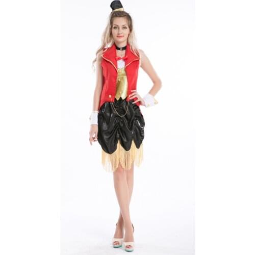 Free shipping Circus Lion Tamer Ringmaster Costume Showgirl Fancy Dress S M L XL 2XL