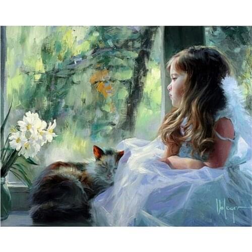 Frameless diy painting by numbers picture by number for home decor PBN for living room 4050cm lonely girl