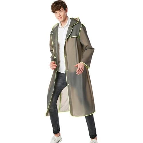 Adult Men Women Long EVA Transparent Thick Rainwear Universal Rain Coat Waterproof Hiking Tour Raincoat Hooded Rainwear Woman