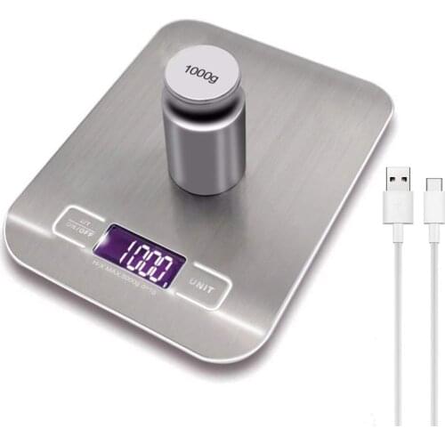USB Electronic Kitchen Scale Digital Food Scale Stainless Steel Weighing Scale LCD High Precision Measuring Tools