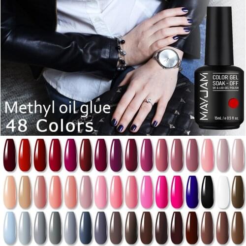 15ml Gel Nail Polish Lacquer Sugar Color Semi Permanent Base Nails Art Design Nail Primer Gel Varnishes Soak Off UV Gel Top Coat