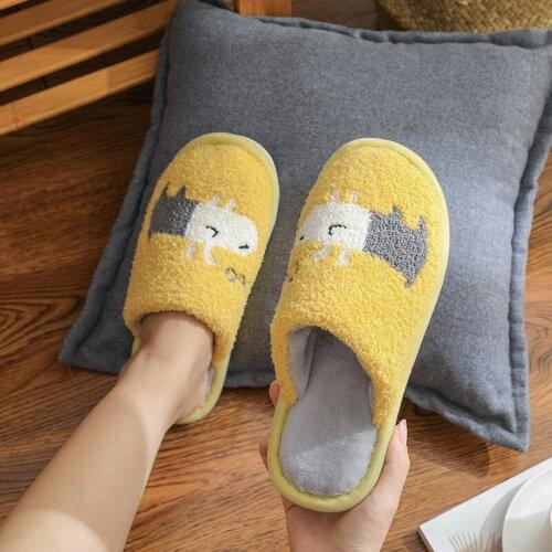 Cotton slippers female home thick soled winter warm indoor home lovers autumn and winter slippers male