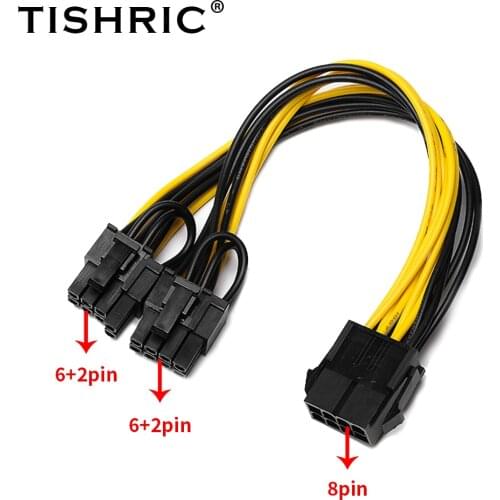 TISHRIC GPU Riser Pcie Female 8pin To Double Male 8pin Power Supply For Mining Cable Graphics Card Extension Cable
