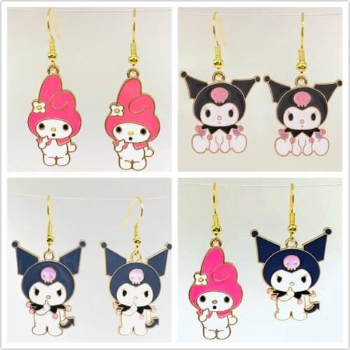 Classic Cute Anime Cartoon Kuromis Rabbit Bunny Cosplay Drop Earrings Dangel Earring for Girl Woman Jewelry Accessories