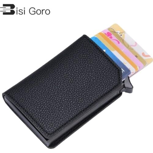 BISI GORO Rfid Wallet Card Holder Coin Purse Mens Wallet Slim Small Male Leather Wallet Mini Pocket Money Bag Women Walet Valet